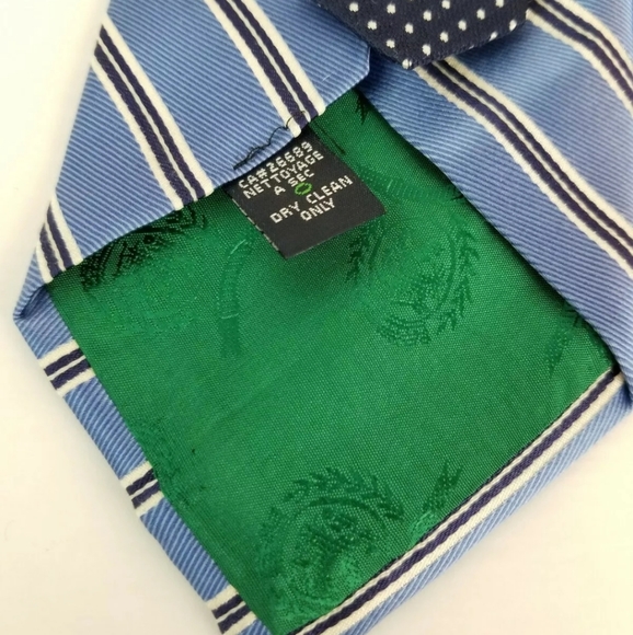 Tommy Hilfiger 100% Silk Tie Blue Diagonal Stripes - Picture 8 of 9